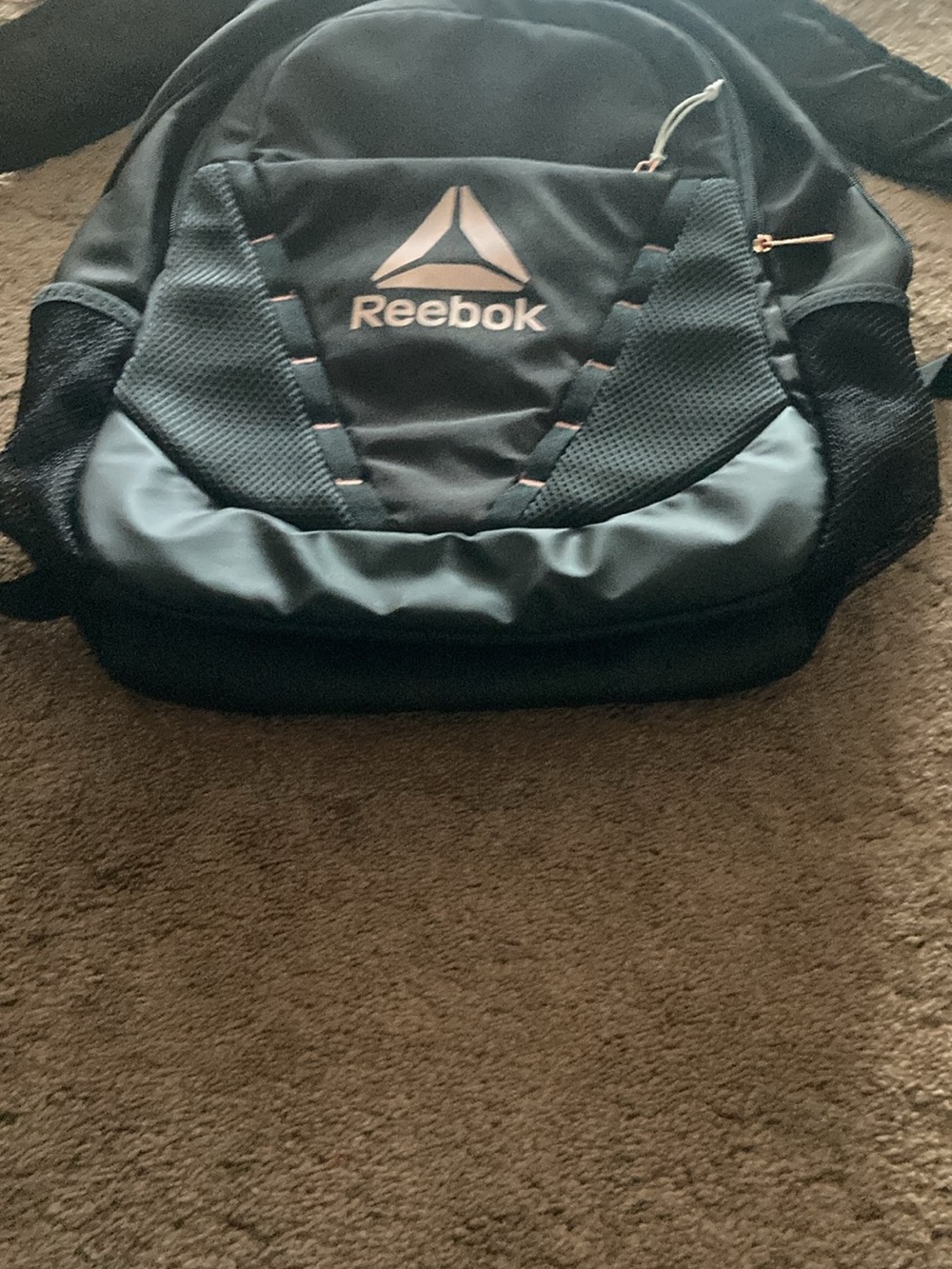 Reebok Black Backpack with Pink Logo and Trim